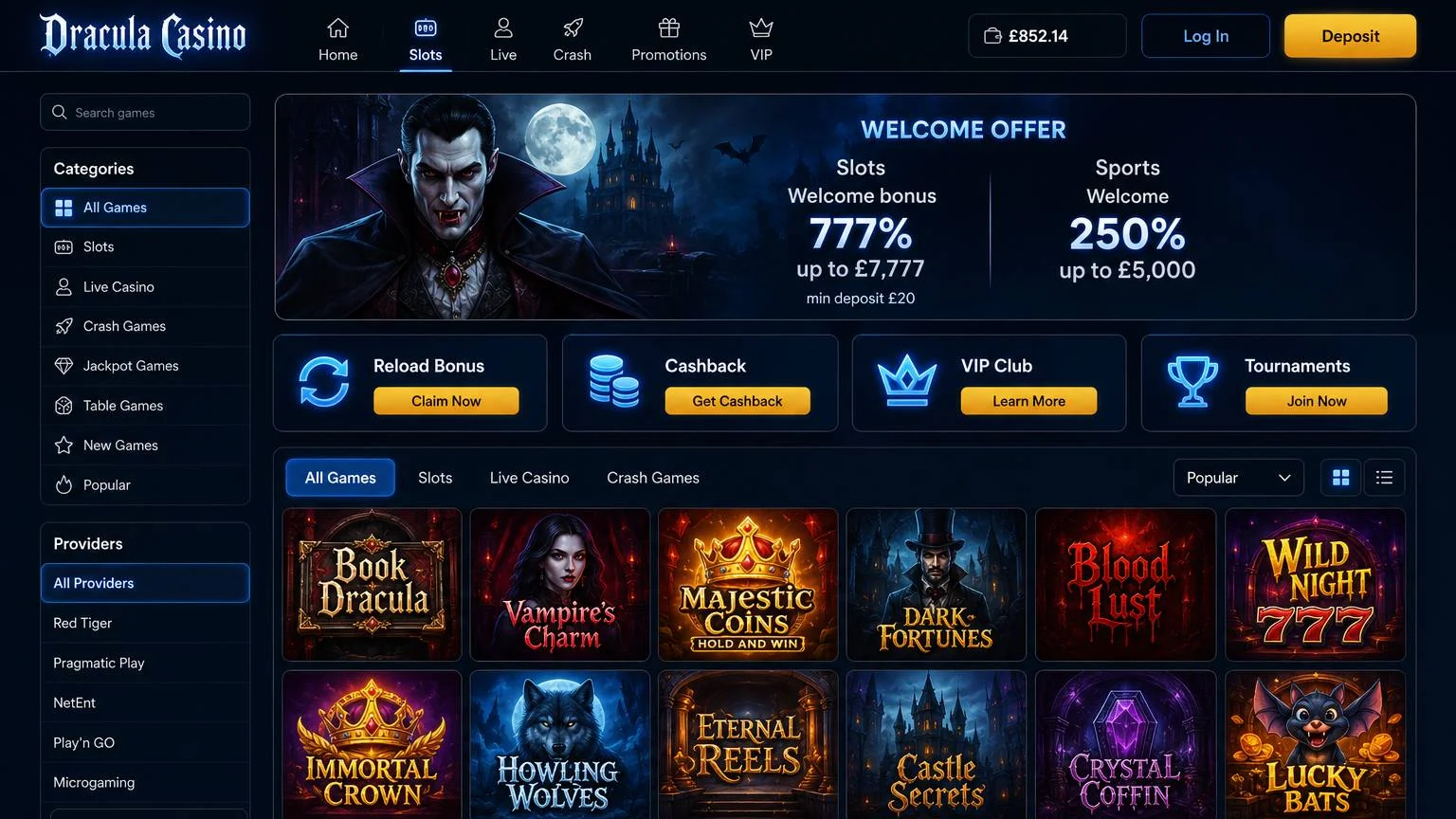 Dracula Casino review games and software selection catalogue Dracula Casino review games and software selection